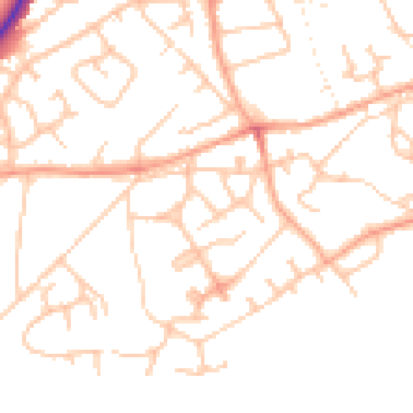 Daytime road noise heatmap for TF9 1DB