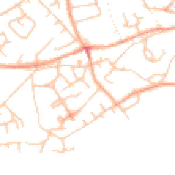 Daytime road noise heatmap for TF9 1DF