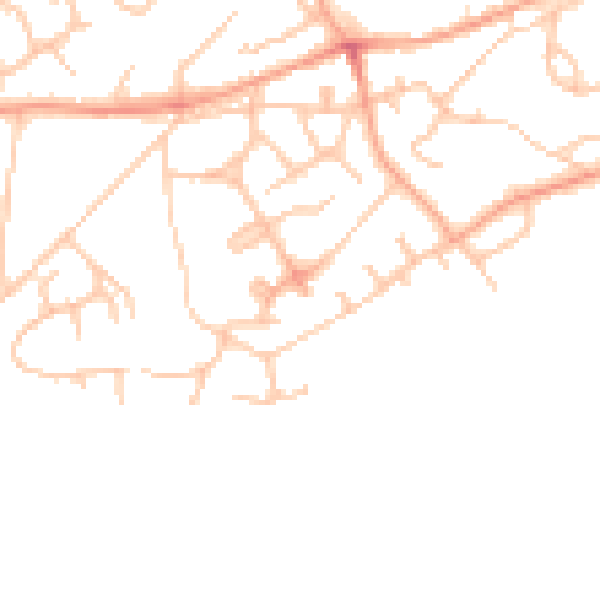 Daytime road noise heatmap for TF9 1DG