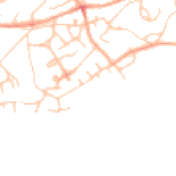 Daytime road noise heatmap for TF9 1DH