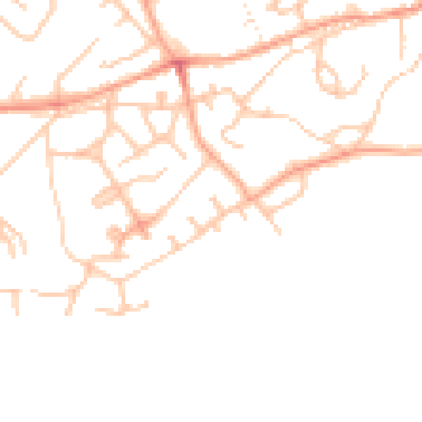 Daytime road noise heatmap for TF9 1DJ
