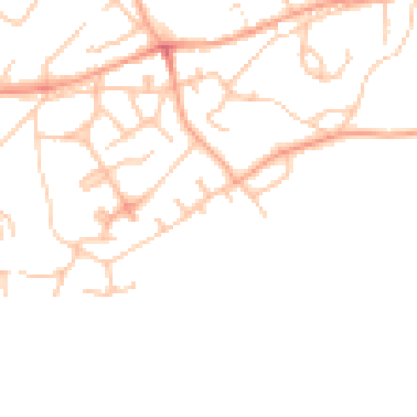 Daytime road noise heatmap for TF9 1DL