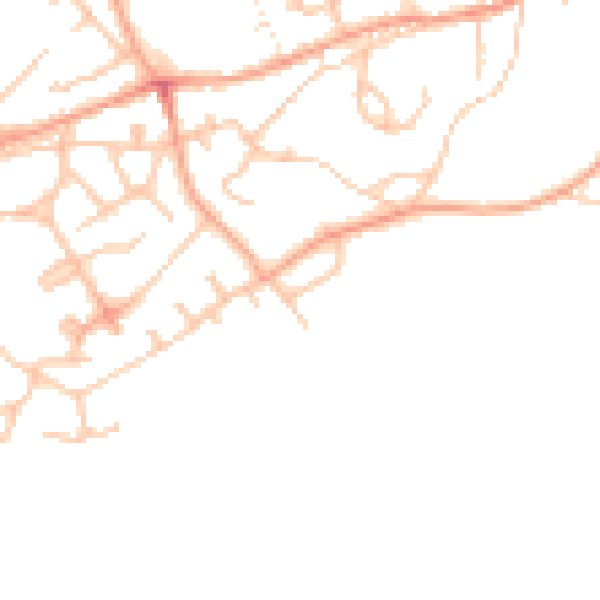 Daytime road noise heatmap for TF9 1DN