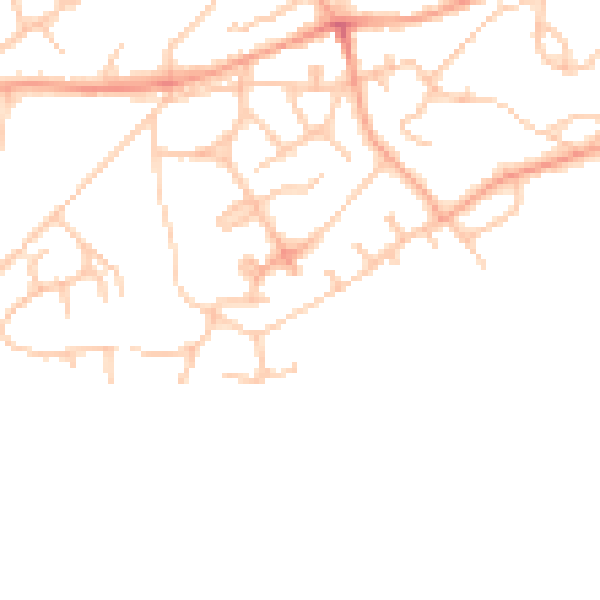 Daytime road noise heatmap for TF9 1DP