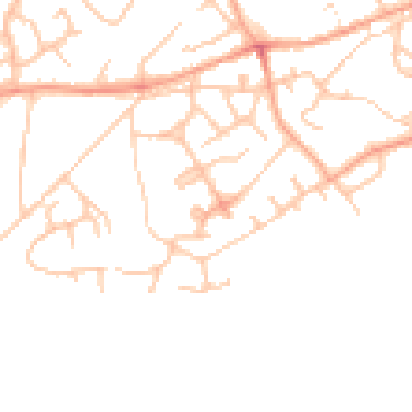 Daytime road noise heatmap for TF9 1DQ