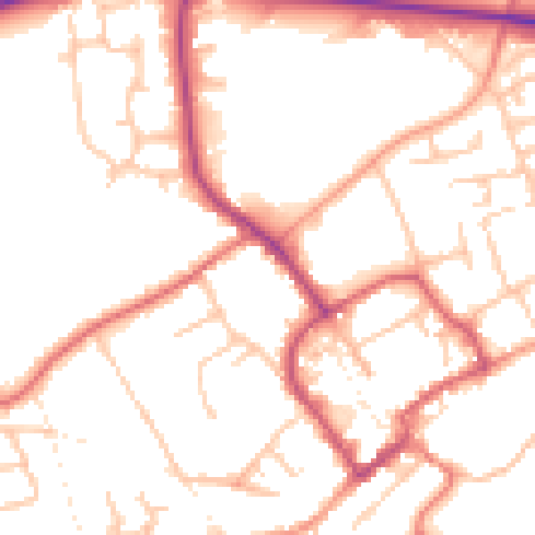 Daytime road noise heatmap for TF9 1EF