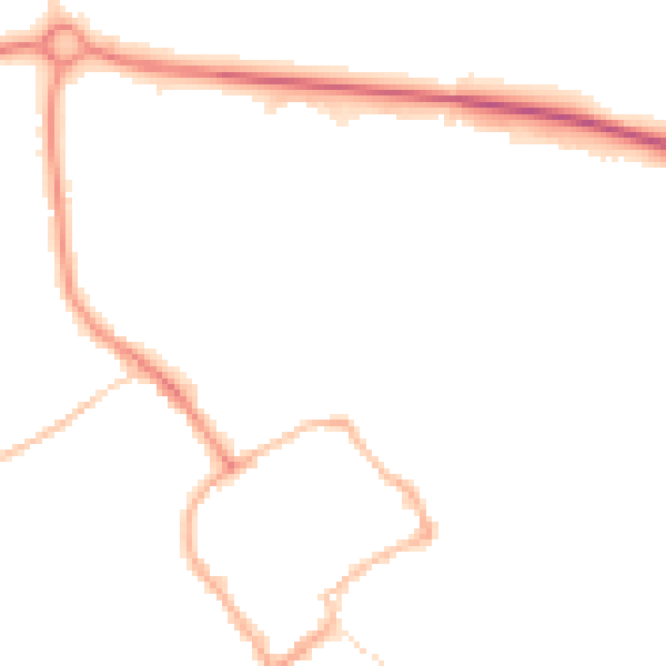 Night-time road noise heatmap for TF9 1EJ
