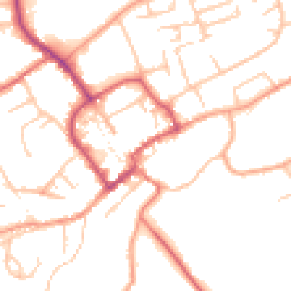 Daytime road noise heatmap for TF9 1HY