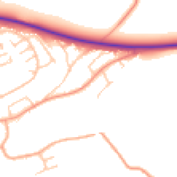 Daytime road noise heatmap for TF9 1HZ