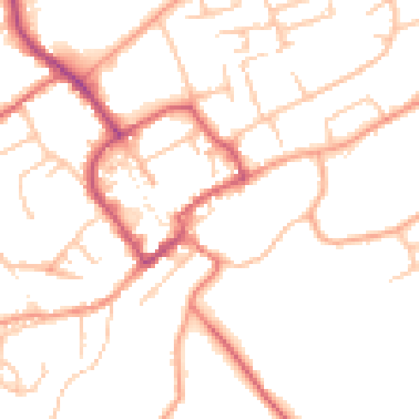 Daytime road noise heatmap for TF9 1JA