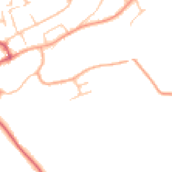 Daytime road noise heatmap for TF9 1LF