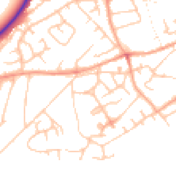 Daytime road noise heatmap for TF9 1LY