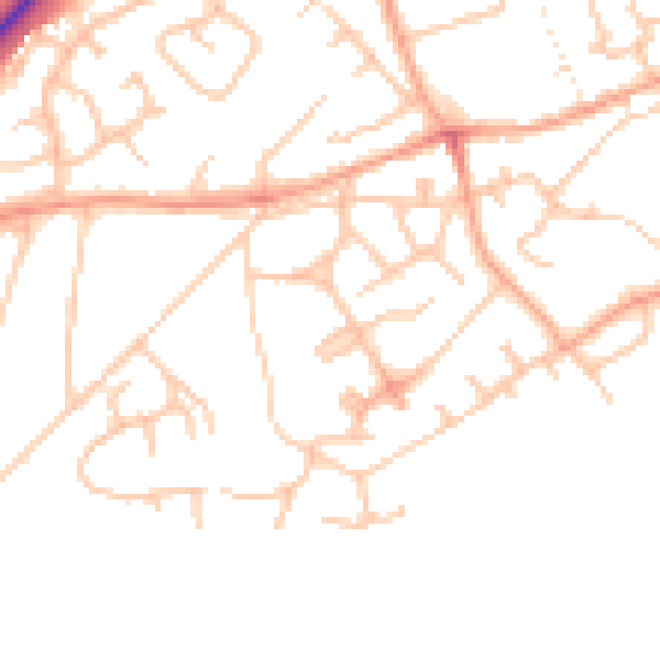 Daytime road noise heatmap for TF9 1NA
