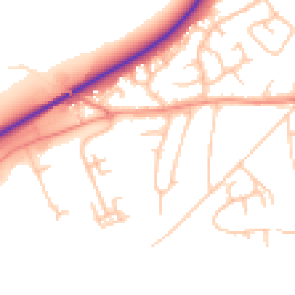 Daytime road noise heatmap for TF9 1NR