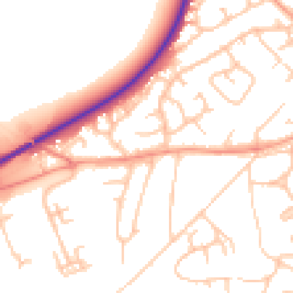 Daytime road noise heatmap for TF9 1NU