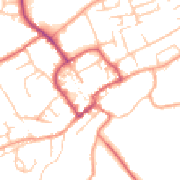 Daytime road noise heatmap for TF9 1PX