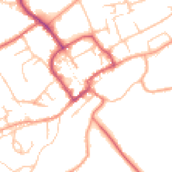 Daytime road noise heatmap for TF9 1QF