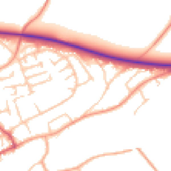 Daytime road noise heatmap for TF9 1RJ