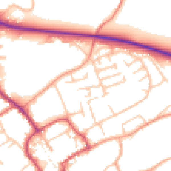 Daytime road noise heatmap for TF9 1RS