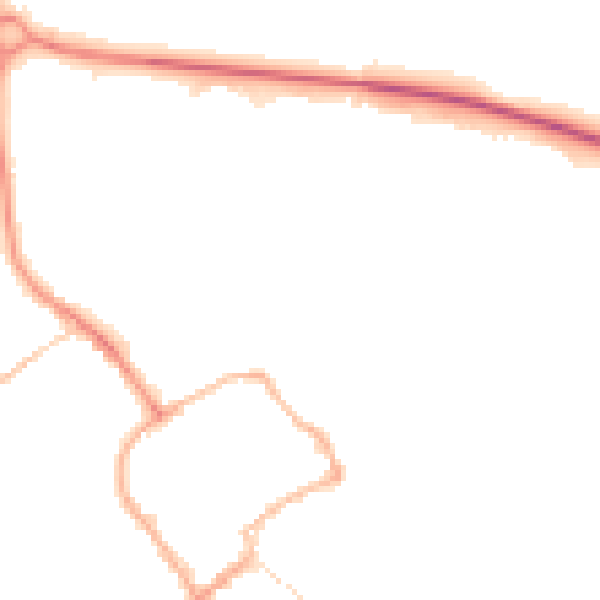 Night-time road noise heatmap for TF9 1RT