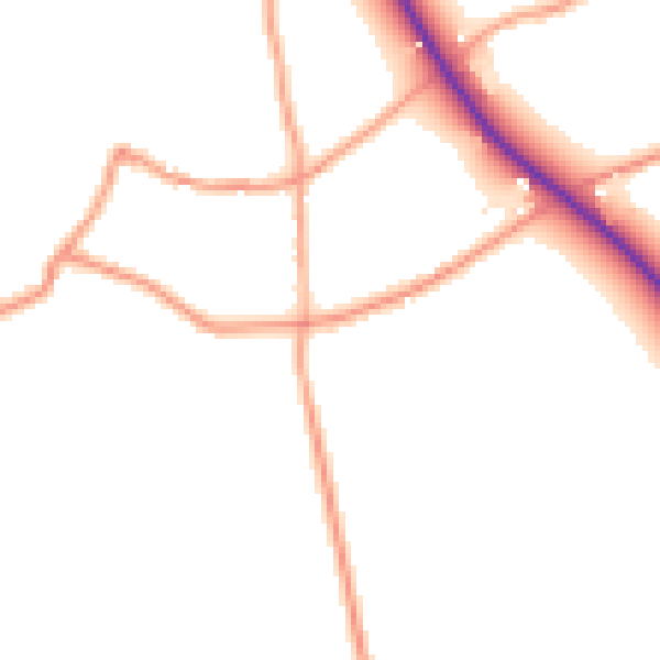 Daytime road noise heatmap for TF9 2BA