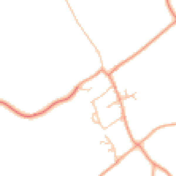 Daytime road noise heatmap for TF9 2LH