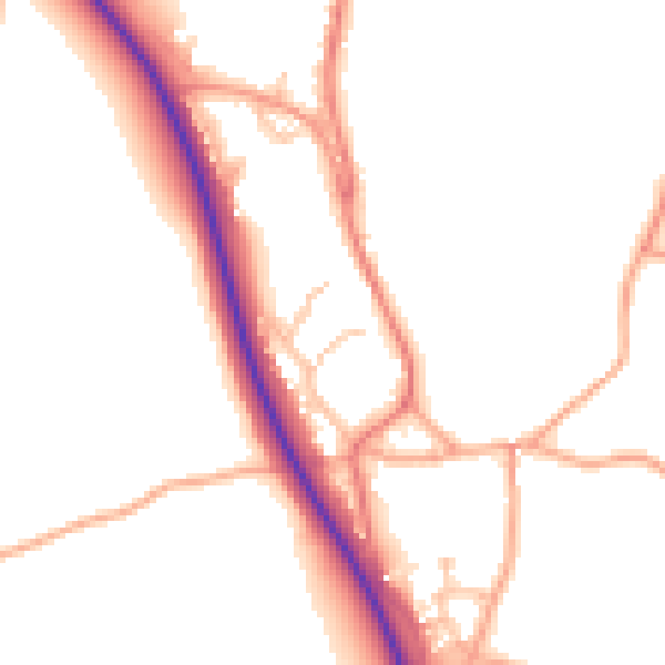 Daytime road noise heatmap for TF9 2NX