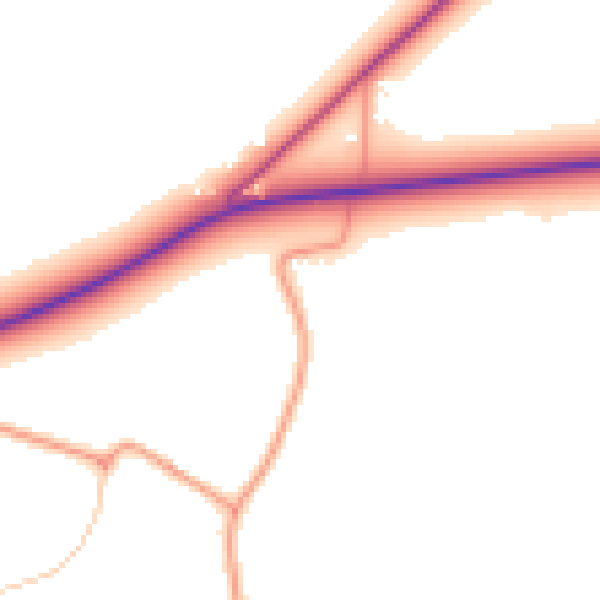 Daytime road noise heatmap for TF9 2QR