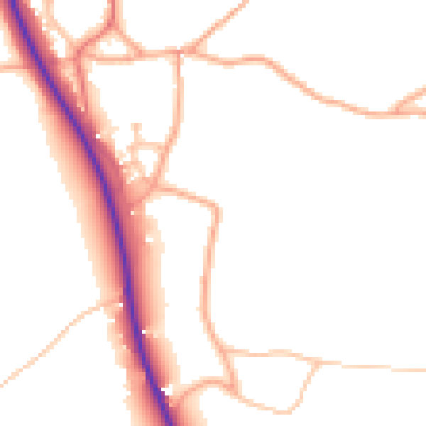 Daytime road noise heatmap for TF9 2TG