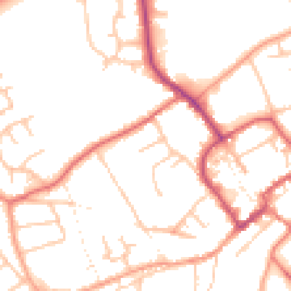 Daytime road noise heatmap for TF9 3AT
