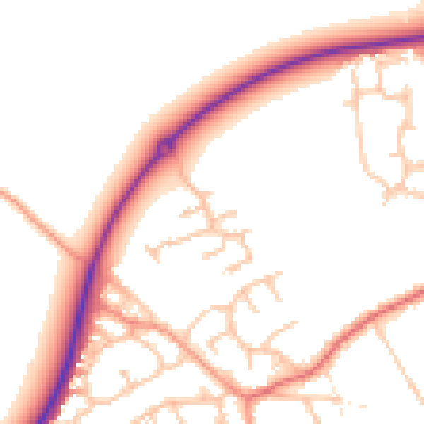 Daytime road noise heatmap for TF9 3FS
