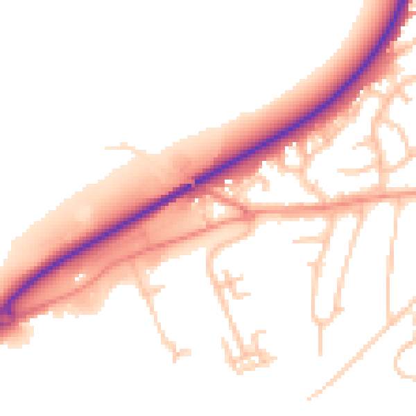 Daytime road noise heatmap for TF9 3GF