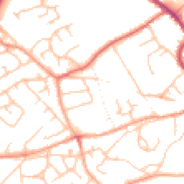 Daytime road noise heatmap for TF9 3HS