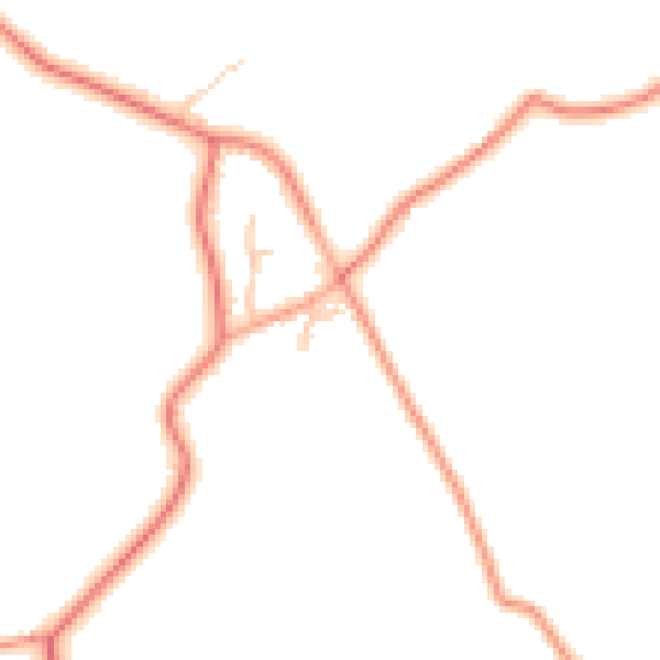 Daytime road noise heatmap for TF9 3TZ