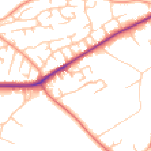 Daytime road noise heatmap for TF9 4GZ