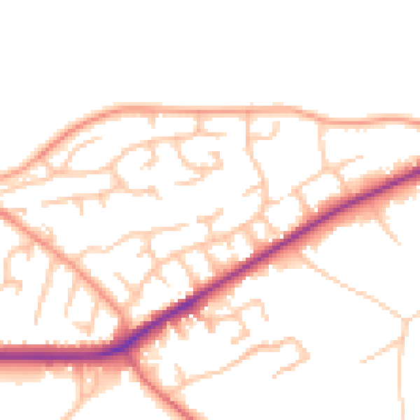 Daytime road noise heatmap for TF9 4HB