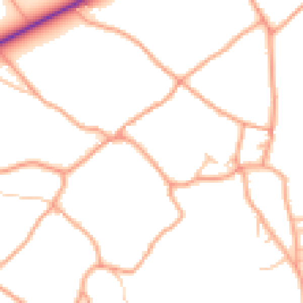 Daytime road noise heatmap for TF9 4JY