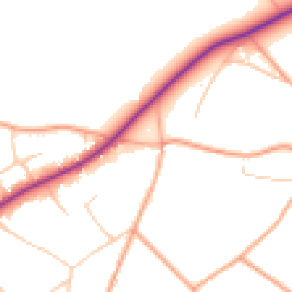 Daytime road noise heatmap for TF9 4PN
