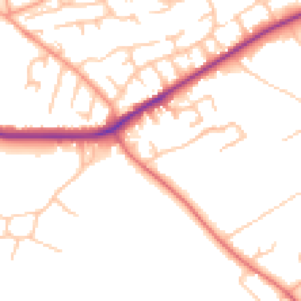 Daytime road noise heatmap for TF9 4RE