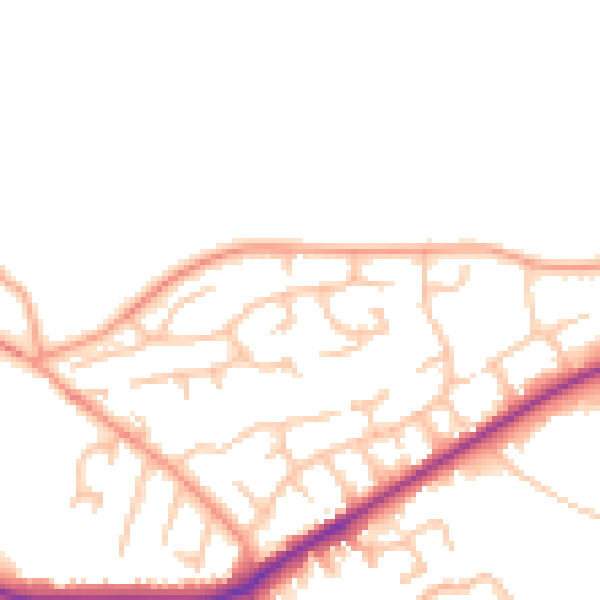 Daytime road noise heatmap for TF9 4RG