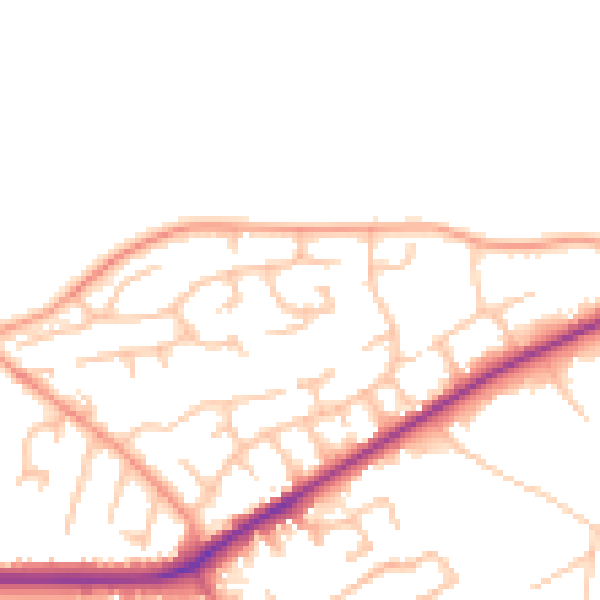 Daytime road noise heatmap for TF9 4RJ
