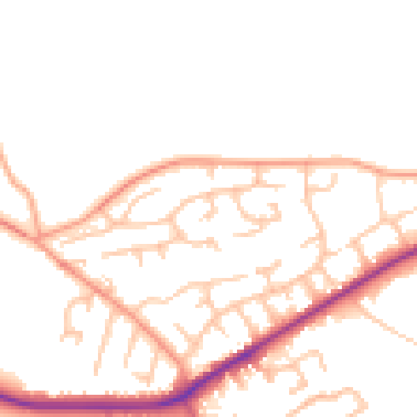 Daytime road noise heatmap for TF9 4RL