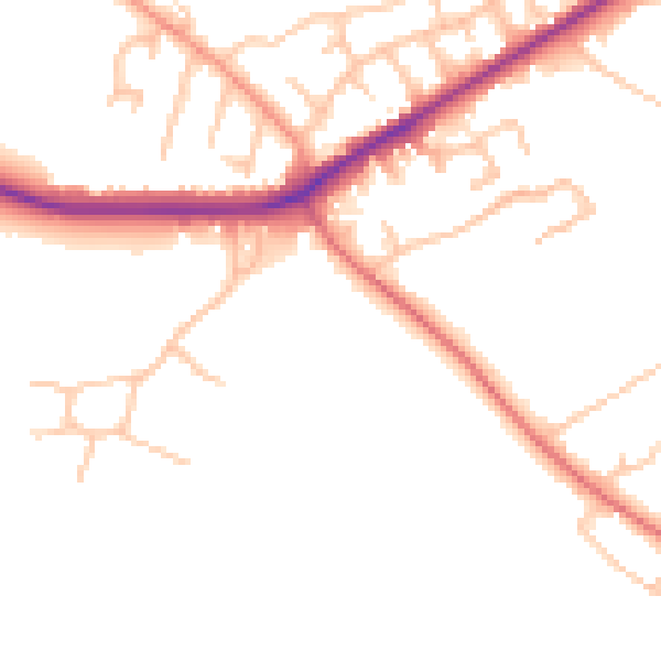 Daytime road noise heatmap for TF9 4RU