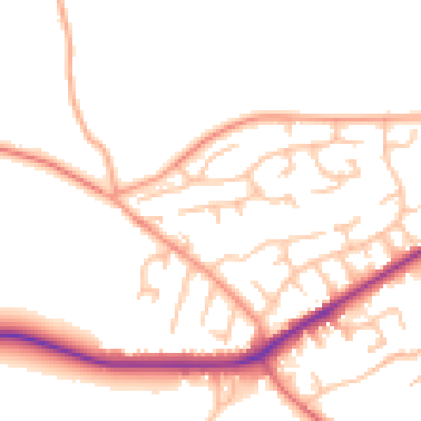 Daytime road noise heatmap for TF9 4RW
