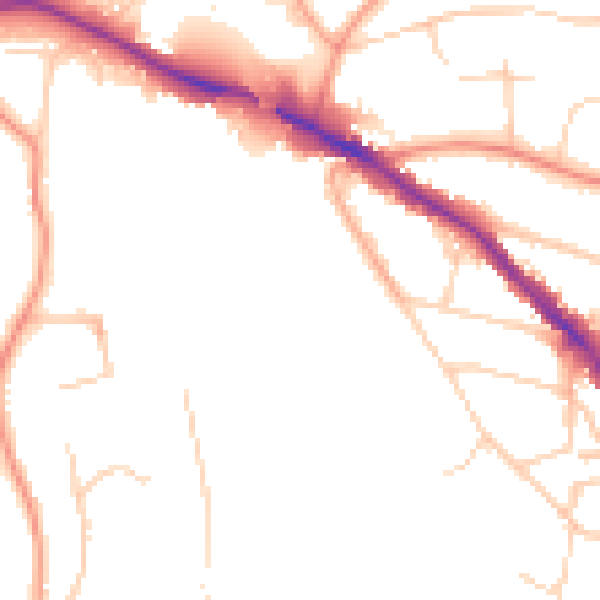 Daytime road noise heatmap for TN13 1AB
