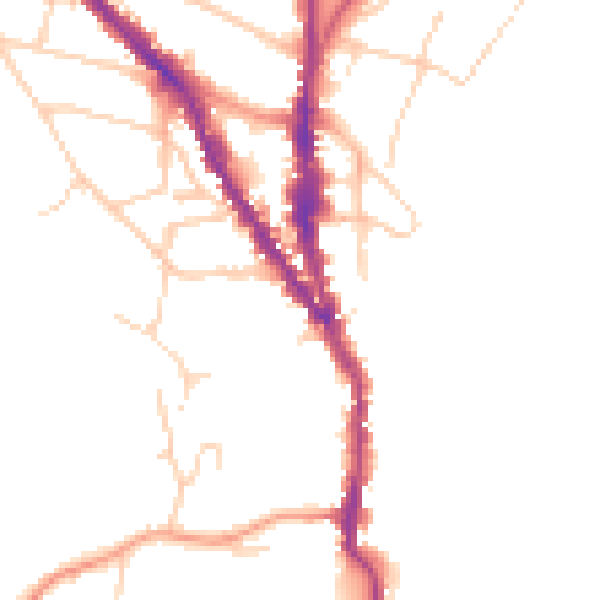 Daytime road noise heatmap for TN13 1AH