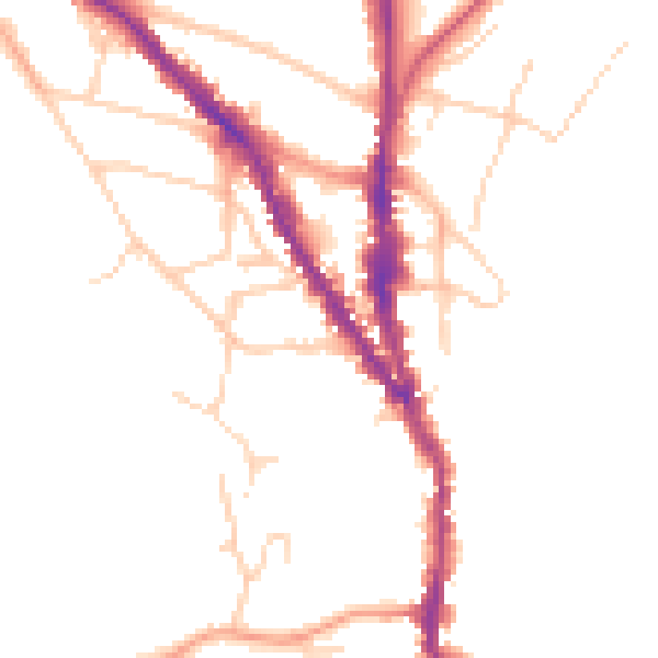 Daytime road noise heatmap for TN13 1AN