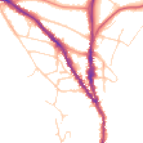 Daytime road noise heatmap for TN13 1AU