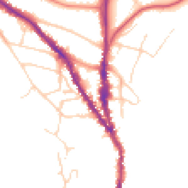 Daytime road noise heatmap for TN13 1DD