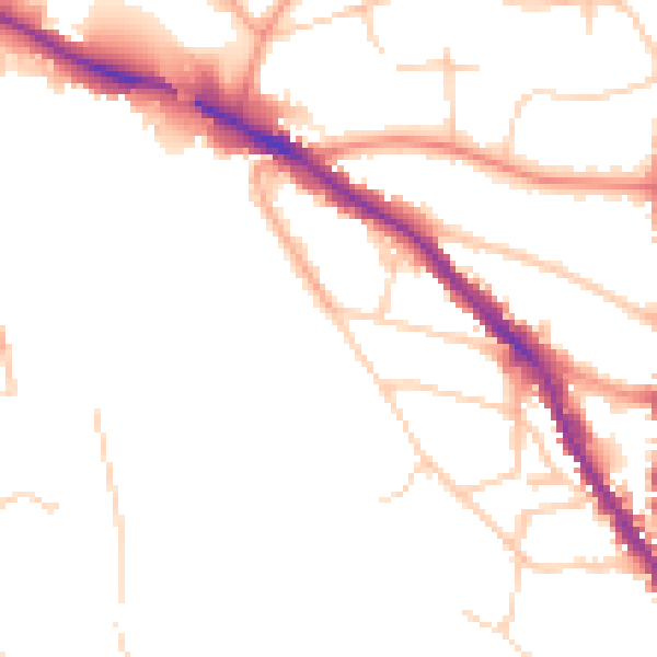 Daytime road noise heatmap for TN13 1DQ